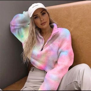 🔥Host Pic🔥Tie Dye soft and comfy crop zippered pullover